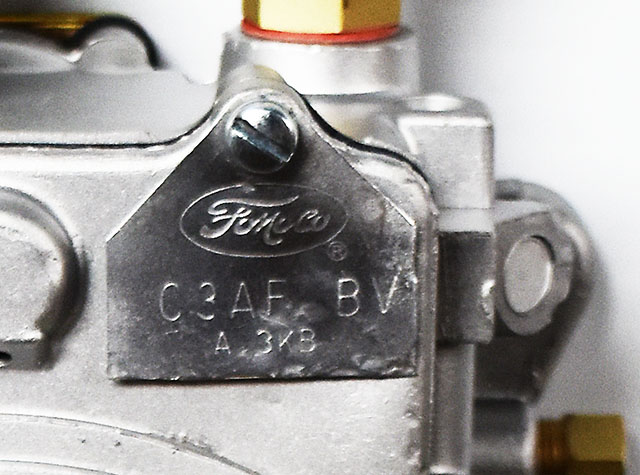 Typical Ford carburetor number tag