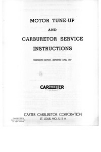 Carter WA-1 Packard 6 Carburetor Service Manual
