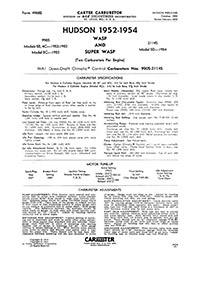 Carter WA-1 1952-1954 Hudson Carburetor Service Manual